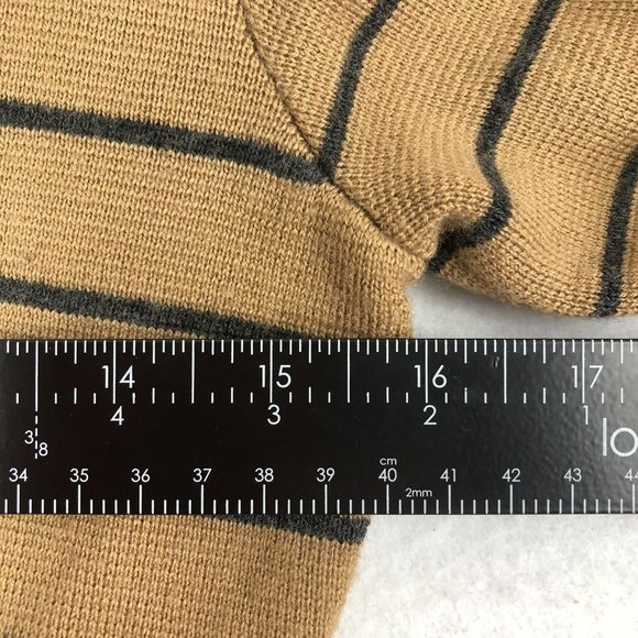 Halogen Women's Size XSP Merino Wool Blend Brown Grey Striped Cardigan Jacket - Picture 5 of 10